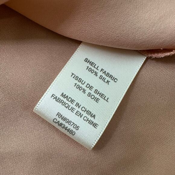 Rebecca Taylor light pink silk long sleeve v-neck top size 12 - Picture 7 of 14